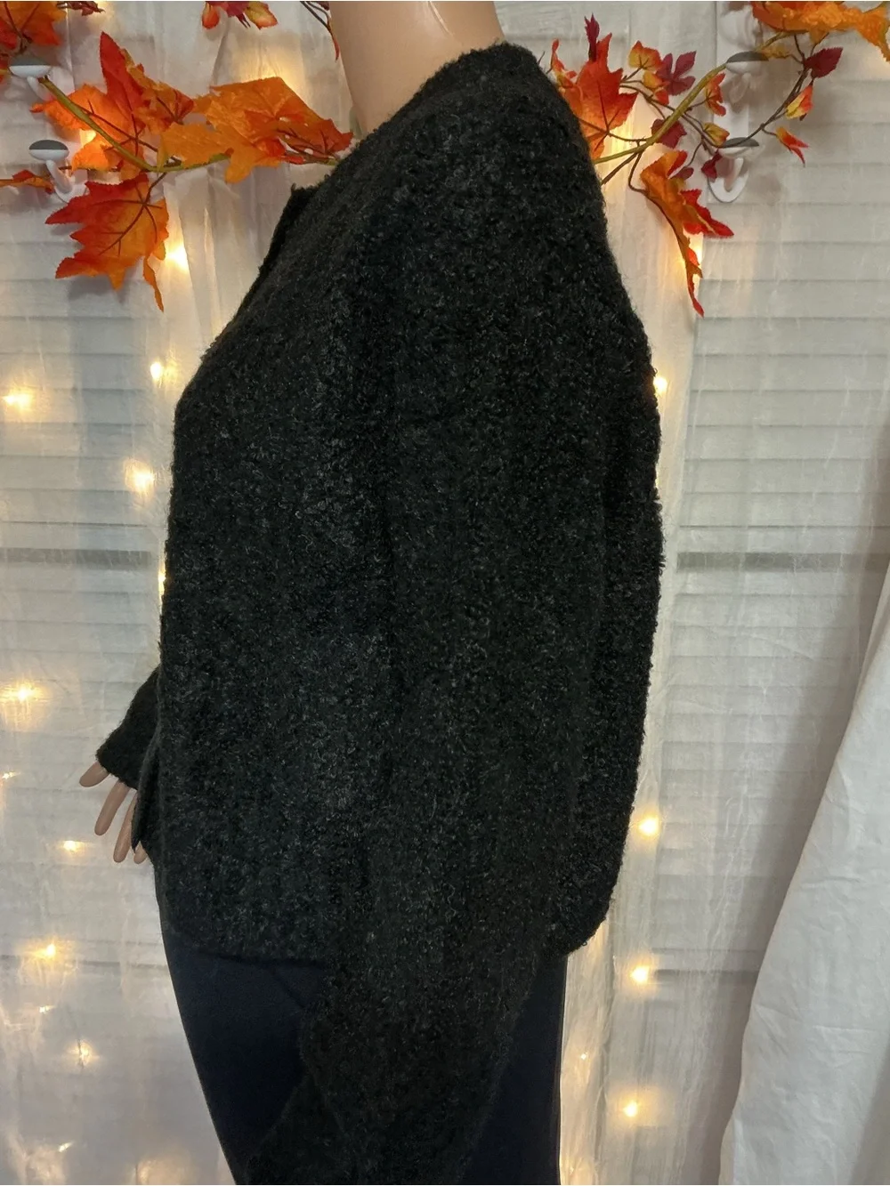 Zenana Teddy Bouclé Button Jacket - black